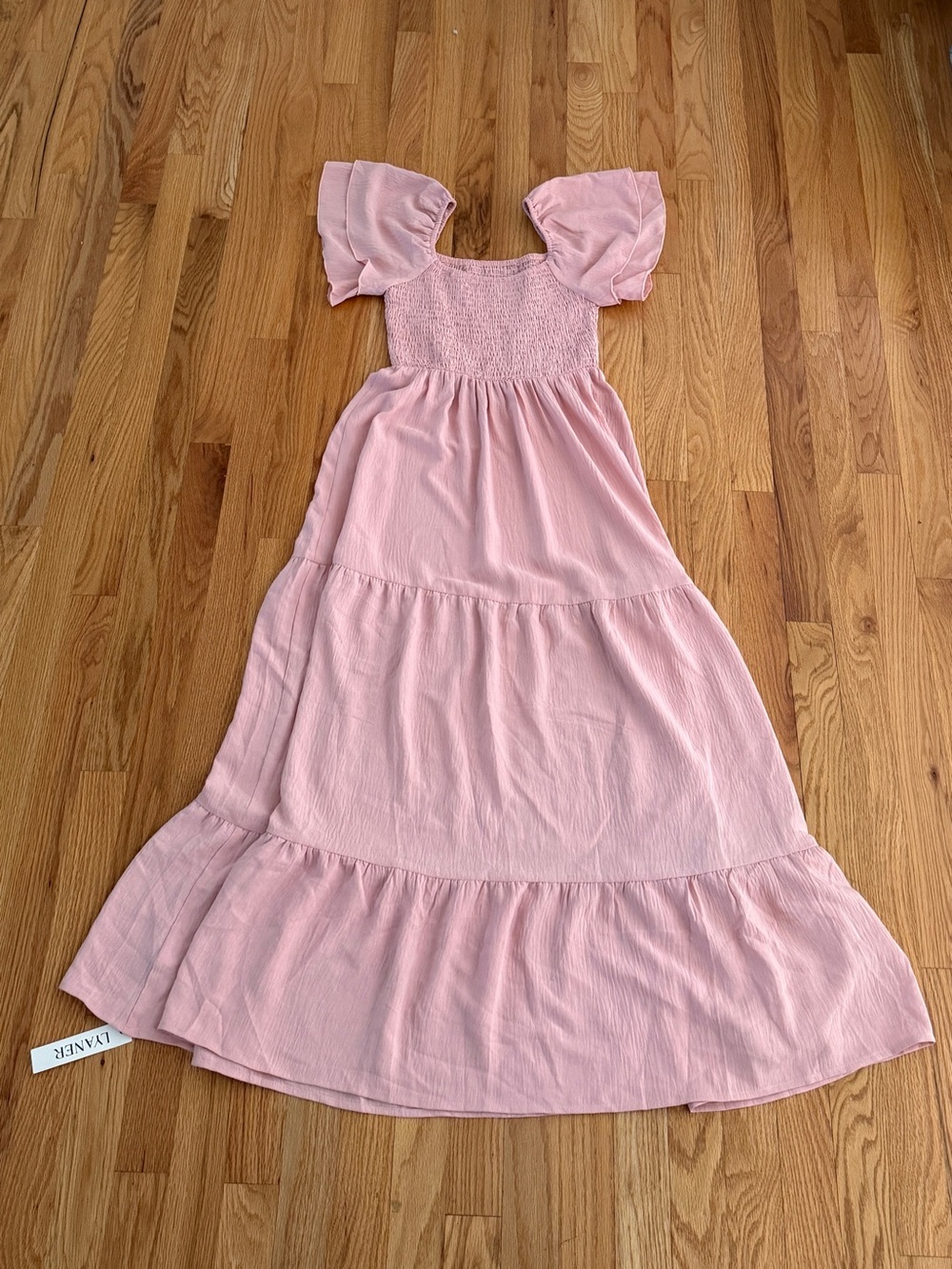 LYANER Women's Square Neck Smocked Dress, Size Small